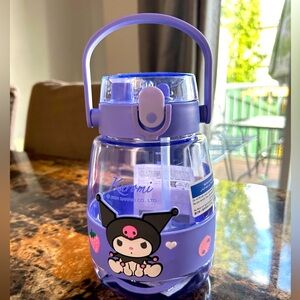 Kuromi water bottle with handle and shoulder strap